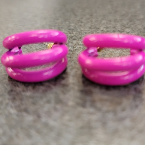 COPY - Hot Pink Small Hoop Earrings - Picture 3 of 3